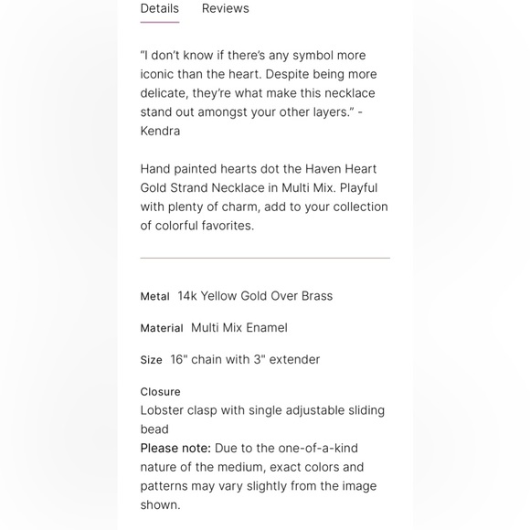 •••SOLD•••NWT Kendra Scott Haven Heart Gold Strand Necklace in Multi Mix - Picture 2 of 11